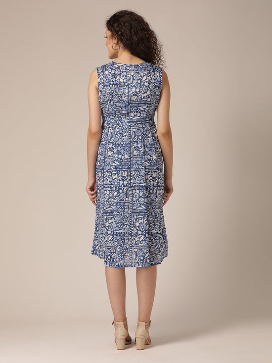 Overlap Yoke Midi Dress