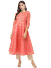 Ahalyaa Women Peach Chanderi Jacquard Woven Dress