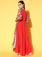 Ahalyaa Floral Printed Tie Ups Maxi Ethnic Dress