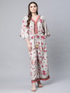 Ahalyaa Womens Beige Crepe Digital Floral Print Jumpsuit