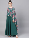 Ahalyaa Women Crepe Green Digital Printed Maxi Dress