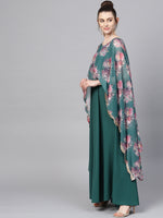 Ahalyaa Women Crepe Green Digital Printed Maxi Dress