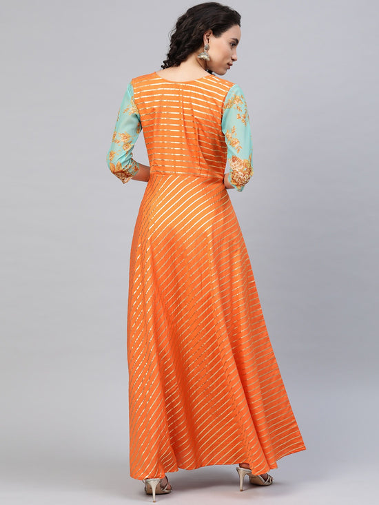 Ahalyaa Women'S Orange Crepe Printed Kurta