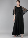 Ahalyaa Women'S Black Crepe Maxi Dress
