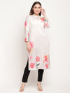 Ahalyaa Women Beige Velvet Digital Print Kurta