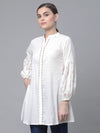 Ahalyaa Women Off White Pure Cotton Printed Tunic