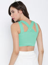 Green Metal Detail Cross Back Crop Top