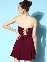 Veni Vidi Vici Maroon Lace Up Back Bodycon Dress