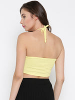 Yellow Cage Tie Back Crop Top