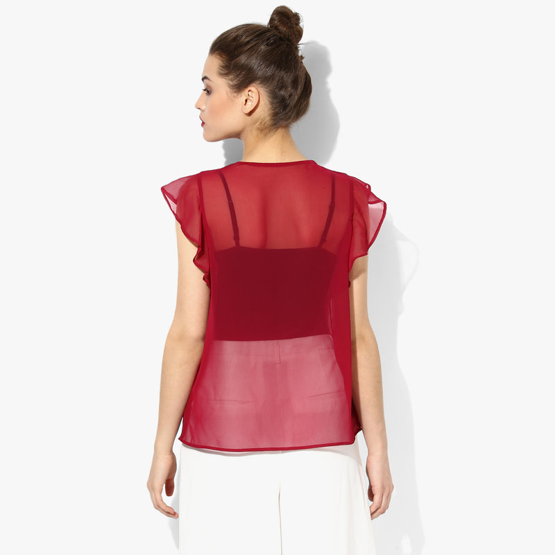 Maroon Frilled Top