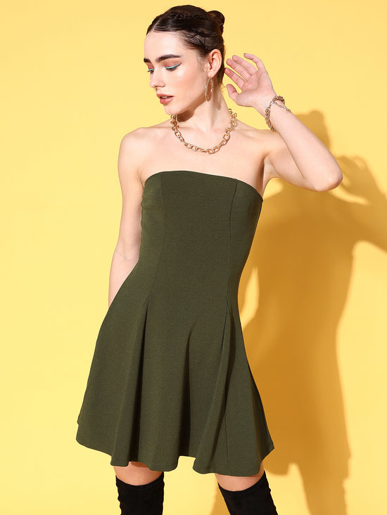 Veni Vidi Vici Olive Lace Up Back Bodycon Dress