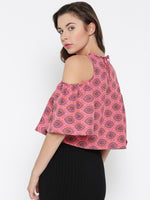 Red And Pink Paisley Bell Sleeve Cold Sh