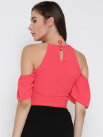 Coral Front Keyhole Detail Frilled Cold