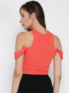 Coral Bodycon Crossover Cold Shoulder Cr