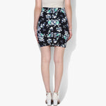 Turquoise Floral Print Bodycon Skirt