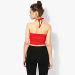 Red Cage Halter Crop Top