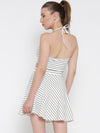 White Striped Co-Ordinate Halter Skater