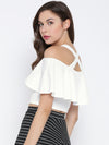 White Frilled Strappy Crop Top