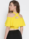 Yellow Frilled Strappy Crop Top