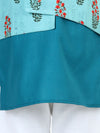 BownBee Printed Attached Jacket Cotton Kurta Pajama for Boys- Blue