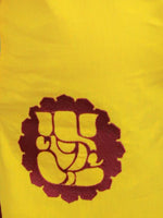 BownBee Boys Ethnic Festive Wear Ganesh Embroidery Cotton Dhoti Kurta for Boys- Yellow