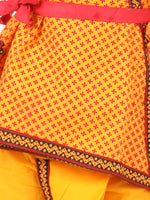 BownBee Cotton Angrakha Kanhaiya Costume Dress With Bansuri,Mukut & Band-Yellow