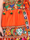 BownBee Navratri Embroidered kediya with Dhoti and Cap for Boys- Orange