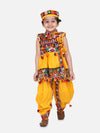 BownBee Navratri Embroidered kediya with Dhoti and Cap for Boys- Yellow