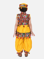 BownBee Navratri Embroidered kediya with Dhoti and Cap for Boys- Yellow