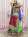 BownBee Girls Navratri Double Panel Cotton Chaniya Choli with Dupatta- Green