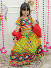 BownBee Girls Navratri Leheria Print Cotton Lehnga Choli with Dupatta- Yellow