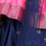 BownBee Girls Ethnic Festive Wear Jacquard Flared Sleeve Top with Silk Lehenga with Dupatta- Pink