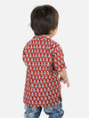 BownBee Printed Half Sleeve Pure Cotton Shirt for Boys- Red