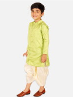 BownBee Ethnic Wear Infant Front Open Dhoti kurta Sibling Set for Baby Boys - Green