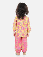 BownBee Girls Pure Cotton Printed Top Harem pant Indo Western Clothing Set -Yellow