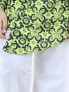 BownBee Boys Cotton Floral printed Asymmetric Front Open Kurta Pajama- Yellow