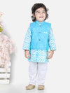 BownBee Pure Cotton Kurta Pajama with Jacket for Boys- Blue