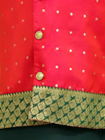 BownBee Ethnic Festive Wear Silk Jacket with Cotton Kurta Pajama for Boys- Pink