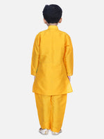 BownBee Boys Ethnic Wear Attached Chiffon printed Jacket Full Sleeve Kurta Pajama- Orange
