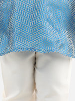 BownBee Boys Ethnic Full Sleeve Jacquard Kurta Pajama- Sky Blue