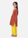 BownBee Cotton Hand Block Print Kurti Palazzo Suits sets For Girls- Coral