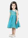 BownBee Gota Patti Embroidery Chanderi Party wear Frock and Dresses - Teal