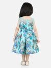 BownBee Round Neck Floral Print Party Frock and Dresses Blue