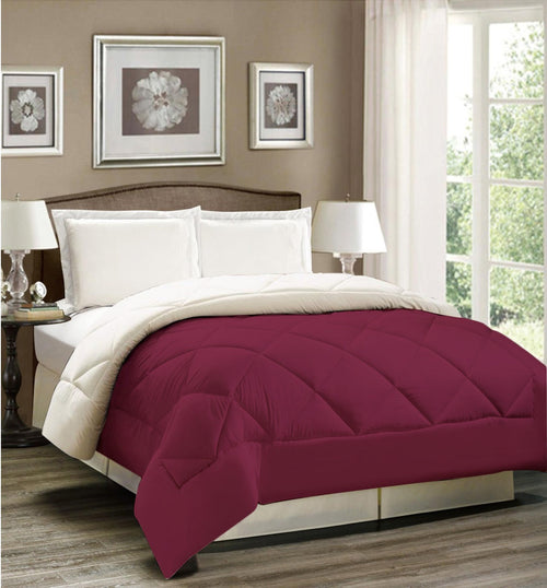 Polyfill Micro Reversible Single Bed Premium Comforter/Quilt (Maroon/White)