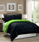 Polyfill Micro Reversible Single Bed Premium Comforter/Quilt (Black/Green)
