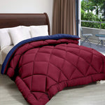 Polyfill Micro Reversible Single Bed Premium Comforter/Quilt (Maroon/Blue)