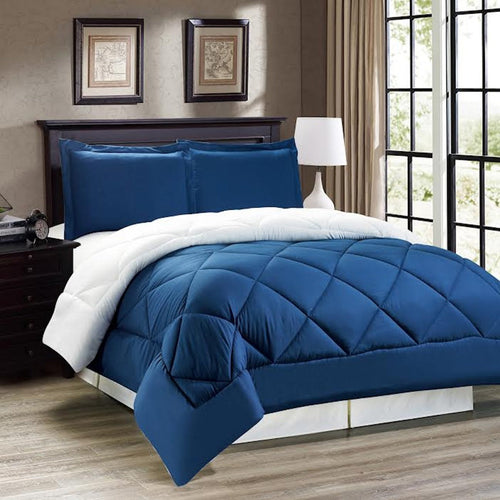 Polyfill Micro Reversible Single Bed Premium Comforter/Quilt (Blue/White)