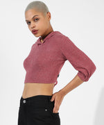 Women's Pink Textured Regular Fit Top
