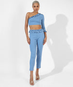 Women's Solid Blue Regular Fit Co-Ords Set