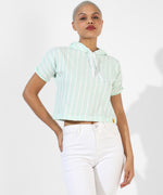 Women's Mint Green Striped Regular Fit Top